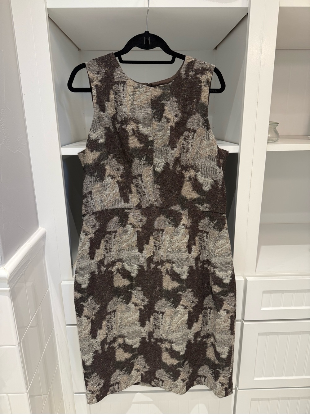 Banana Republic Brown & Cream Abstract Pattern Midi Dress